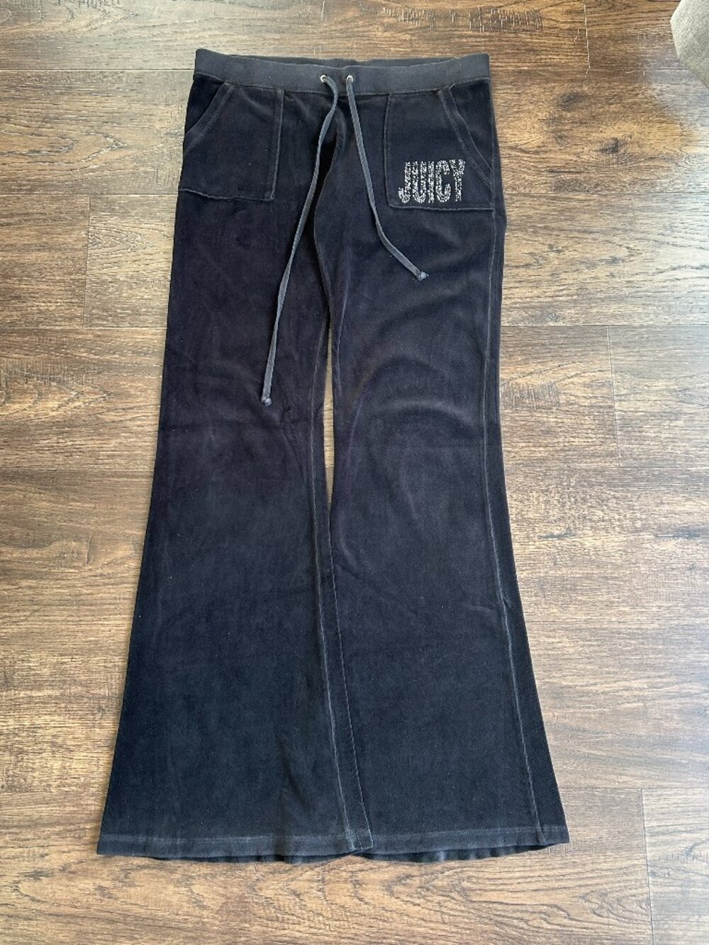 Juicy Couture Y2K Baggy Flare Velvet Velour Black Jogging Pants - Size Small